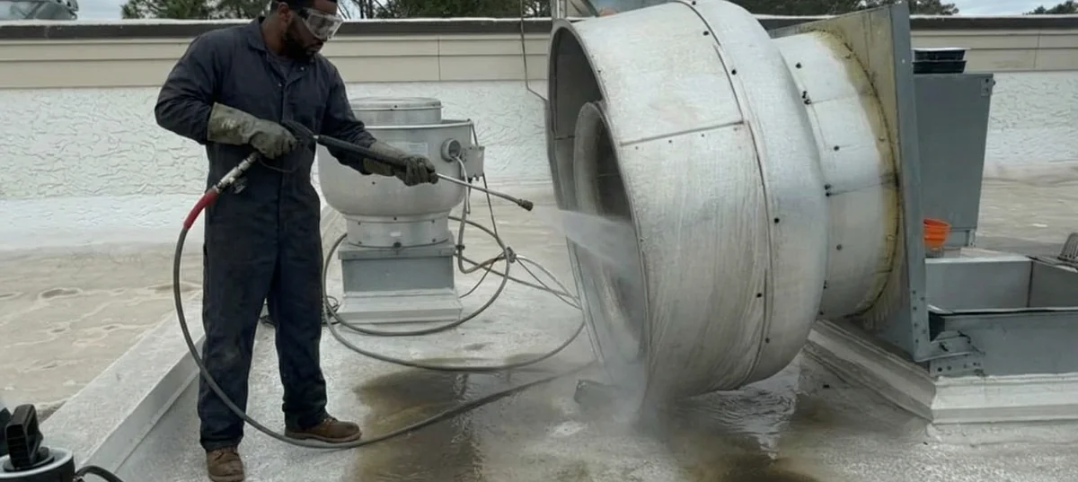 ProCo Hood Cleaning technician at work
