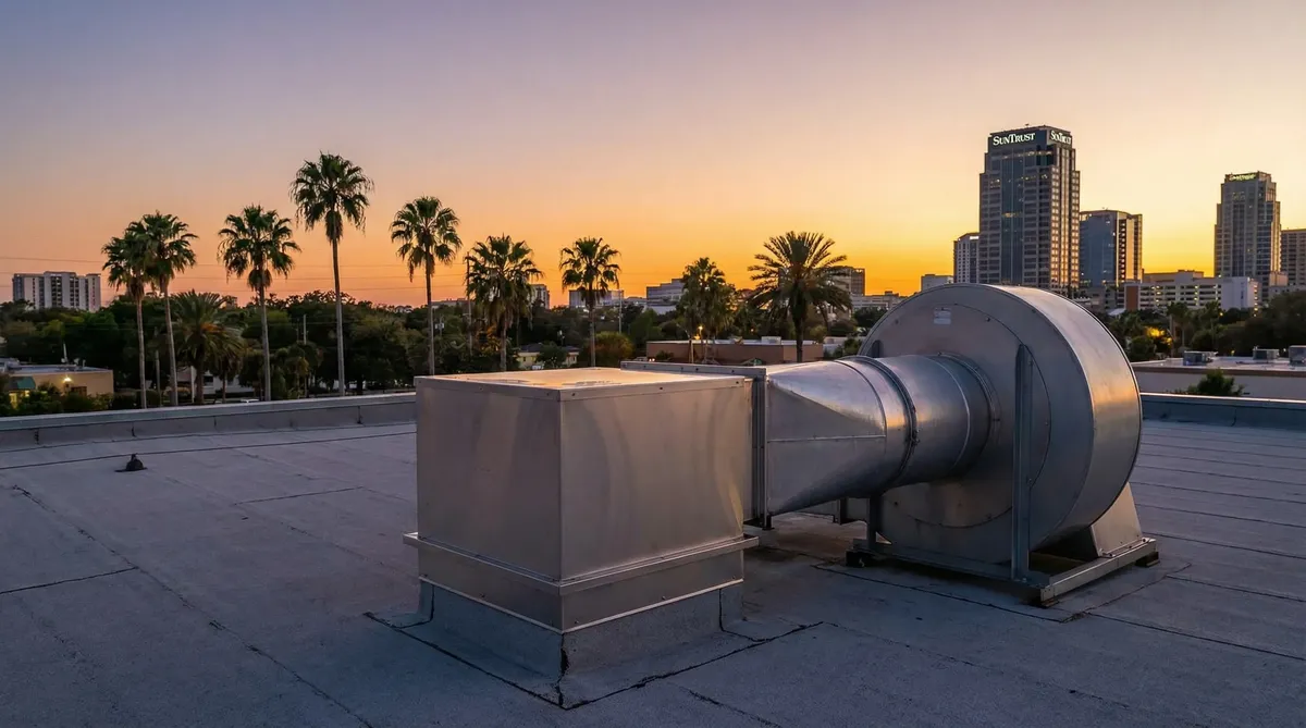 Rooftop grease containment system on an Denver restaurant roof